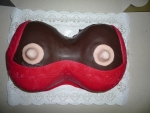  dort pro dospělé - dámské poprsí v čokoládě, marcipánový podprsenka červená .č347