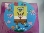 Spongebob v kalhotách dětský dort kulatý - č. 412  Spongebob v kalhotách dětský dort kulatý - č. 412
