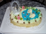 svatební dort ovál s labutěmi č.061