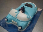  krteček v modrém autě s pejskem dort č.569