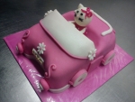  hellou kitty v růžovém autě dort č.566