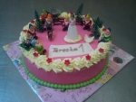  sněhurka a 7 trpaslíků dort potáhlý růžovým marcipánem č.573