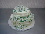svatební 2 patrový kulatý bílý dort s kalami č.441