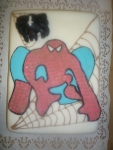 spiderman dort ,obdelník potáhlý bílým marcipánem + pavouk
