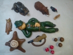  figurka marcipánová myslivec,pes,divočák,puška,sova,kos,hříbky,vochomůrky,pařez